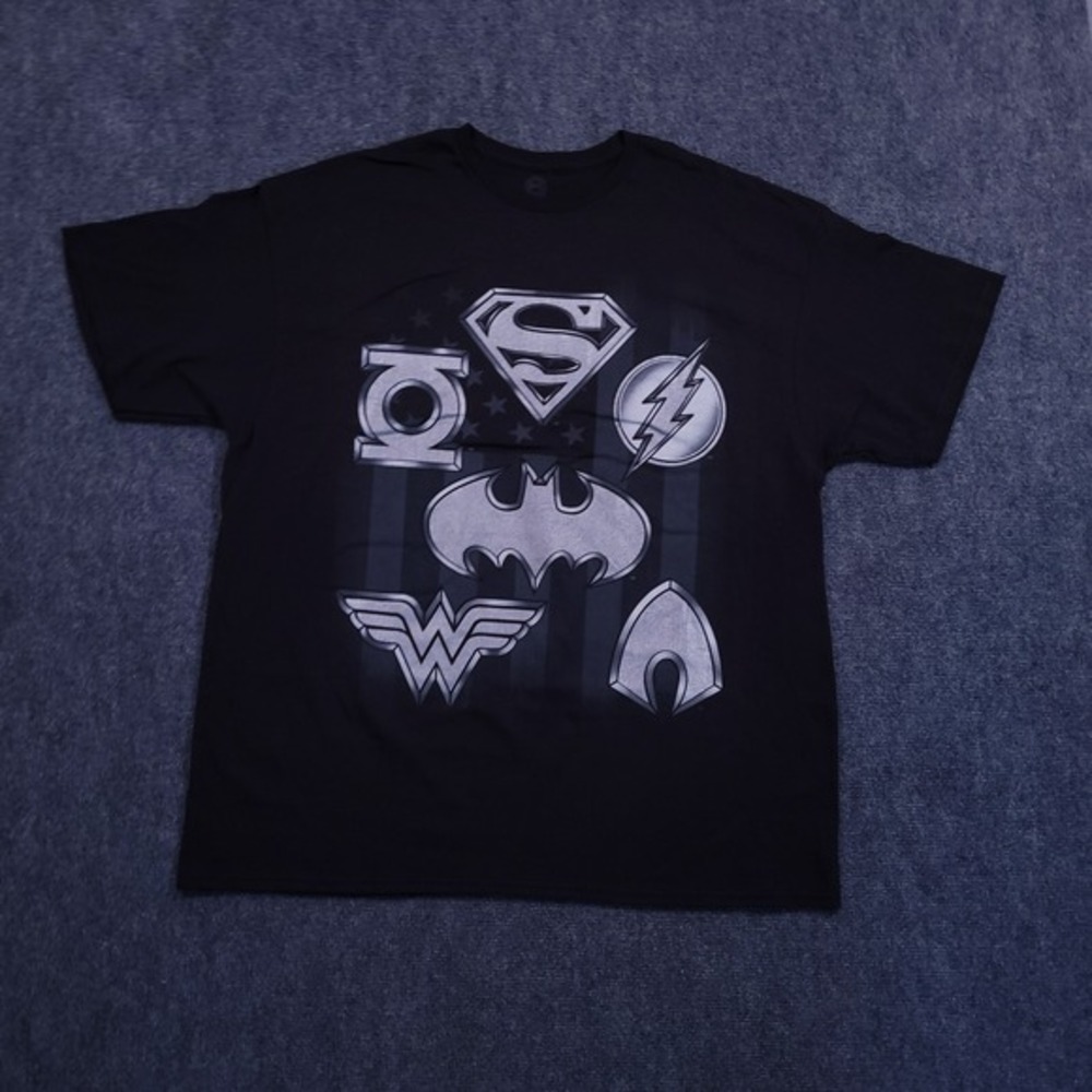 Justice League T-Shirt XXL Black Batman Superman Wonder Woman‎ Flash DC Comics